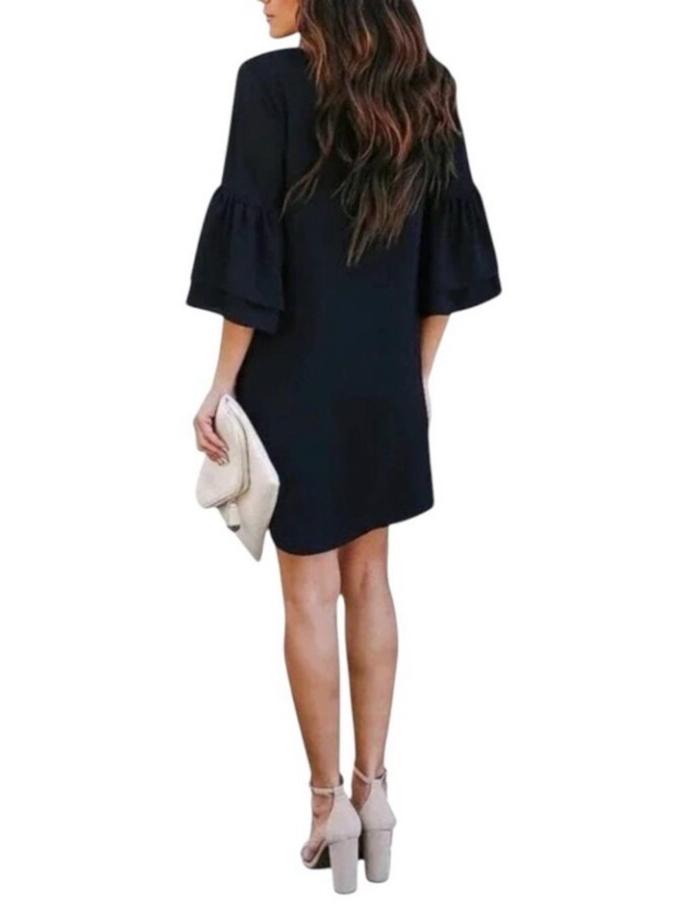 Belongsci Black Flutter Sleeve Dress | BOHO-Chic | Size Small | NWT - Picture 3 of 7